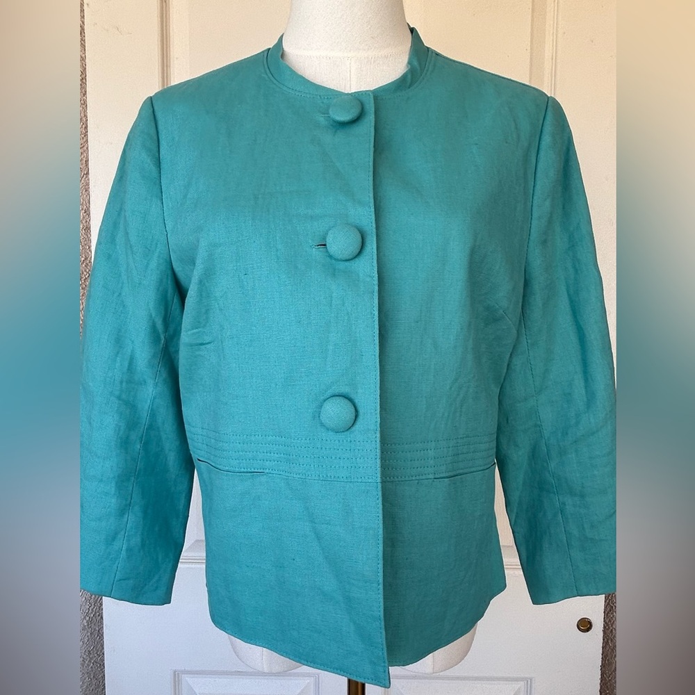 Rafaella Petites Women’s Linen Short Collarless Jacket 12P‎